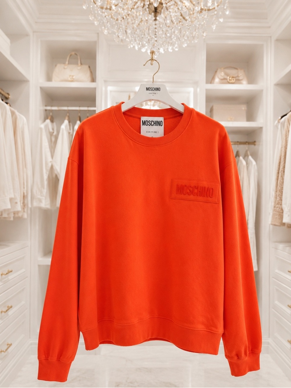 MOSCHINO Couture Orange Sweatshirt, L, NWT $451MSRP